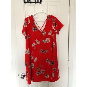 Red floral dress